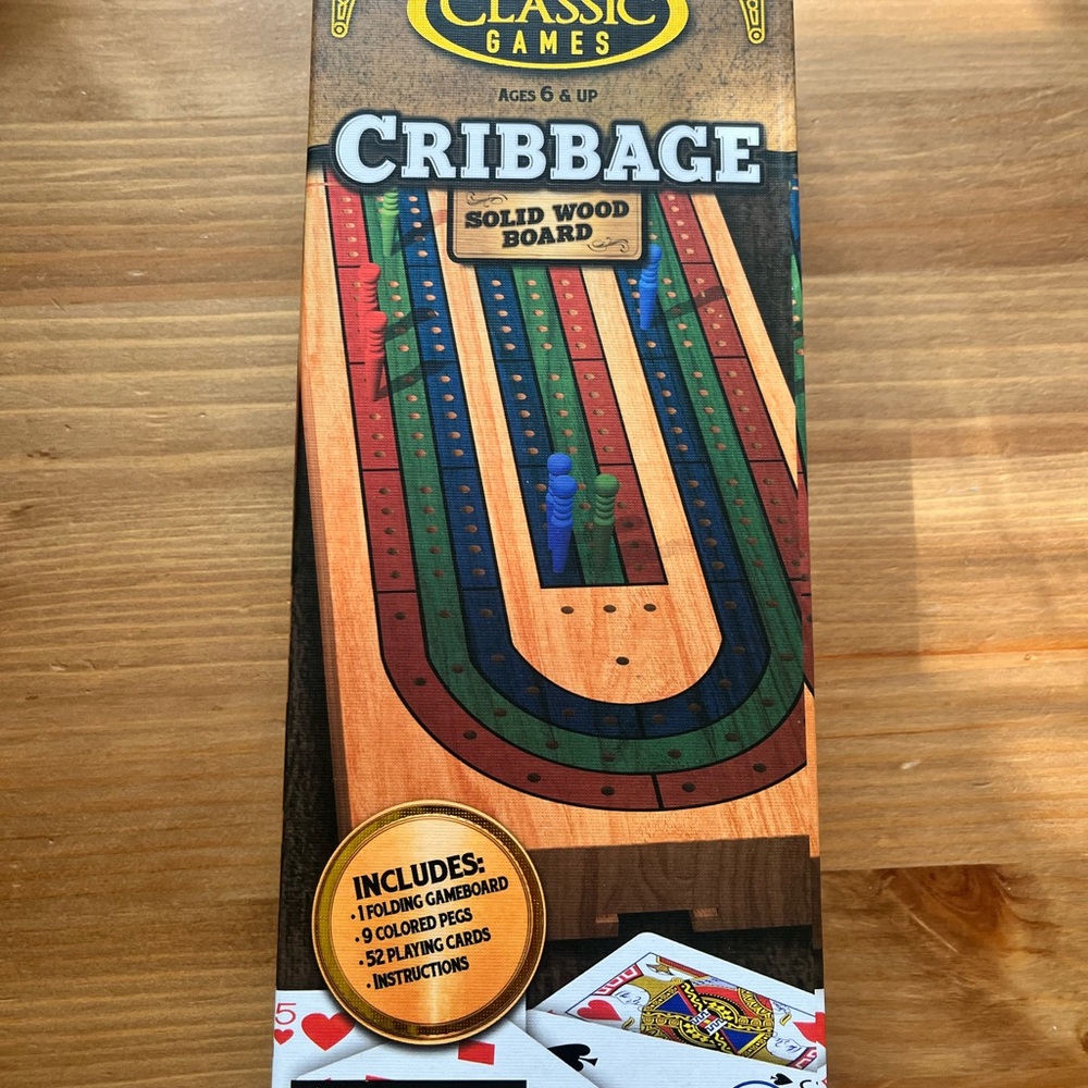 Classic Brown and Blue Cribbage Board Game Set